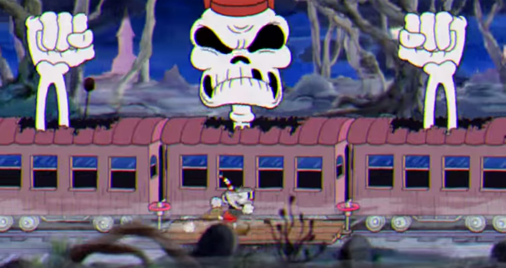 Cuphead screenshot Skeleton Train Boss