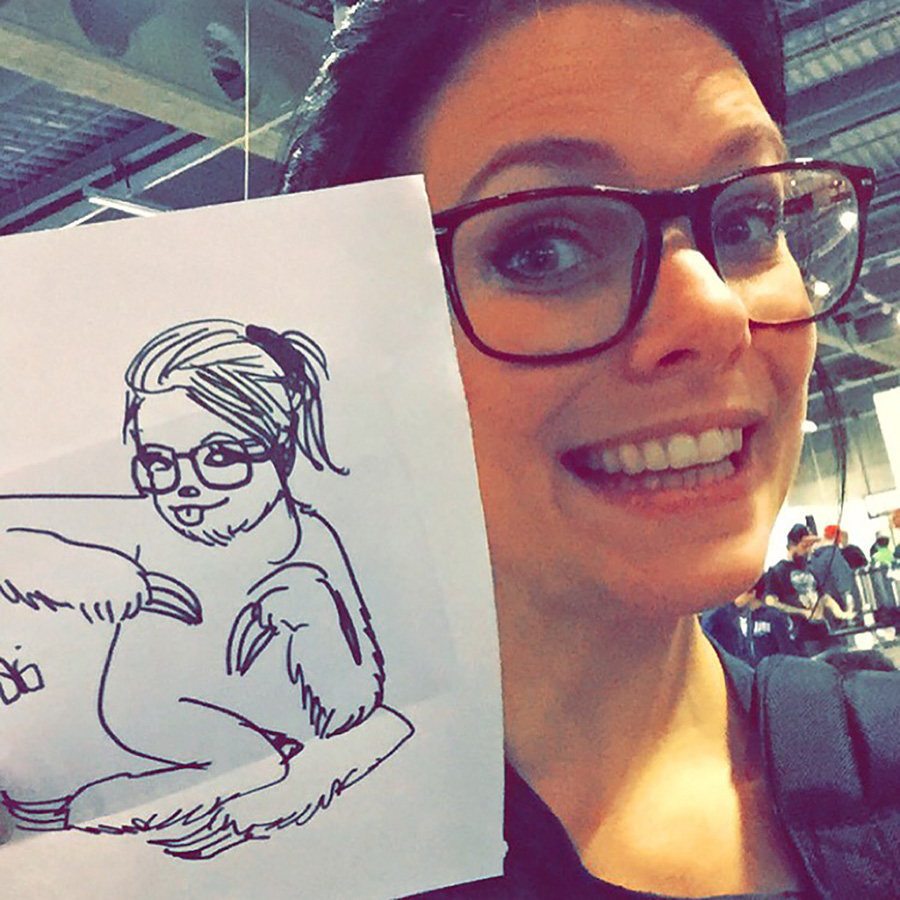 Heidi as a cartoon sloth