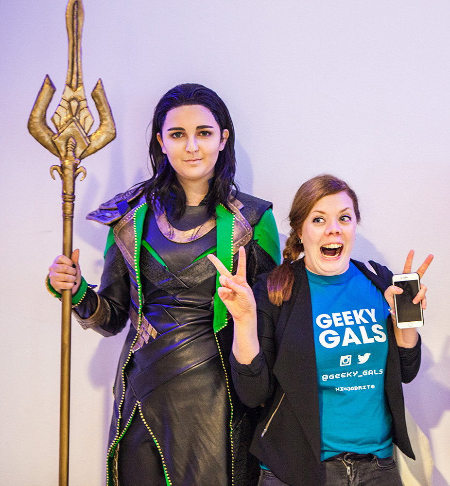 Geeky Gals Becki with Loki cosplayer