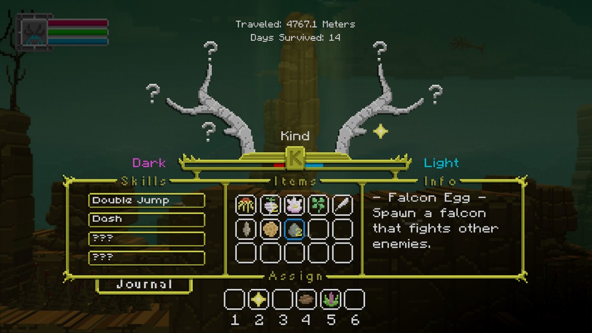 The Deer God Screenshot - Inventory & Skill tree