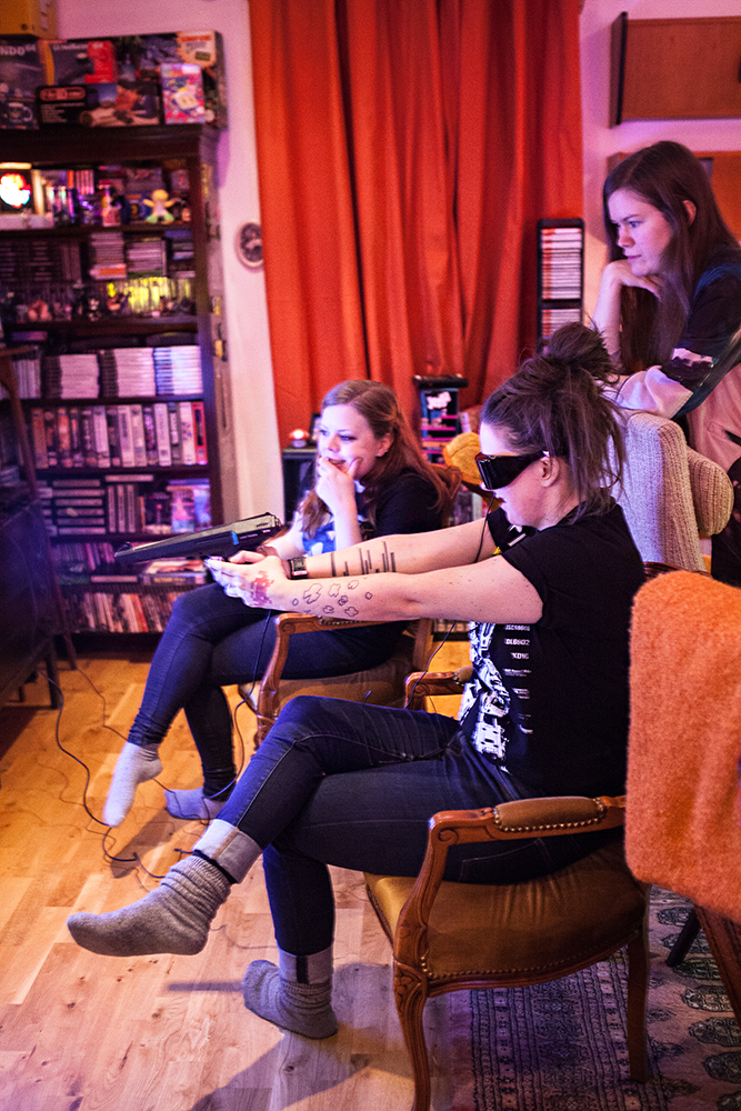 Jinn playing Missile Defense 3-D