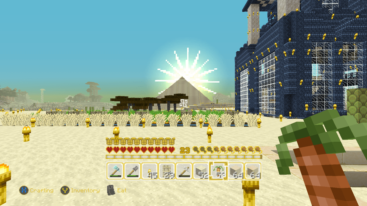 Minecraft Pyramid in sunset