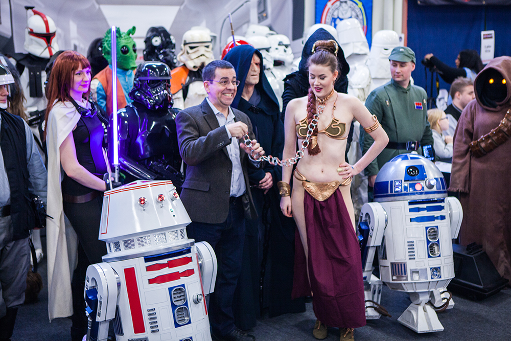 Mike Quinn with Star Wars cosplayers at Sci-Fi World